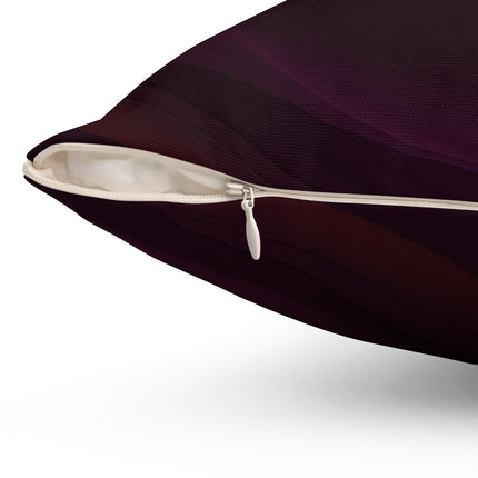 Wave Pattern with Intertwined Hues of Orange, Rose, Maroon, and Purple Spun Polyester Square Pillow