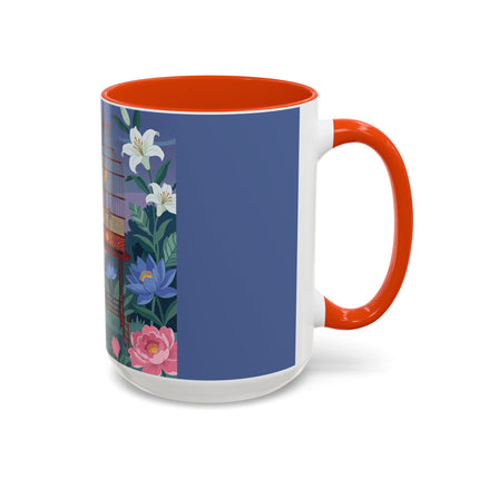 Whispers to the Golden Songbird Colorful Mugs – Art Deco Garden Elegance