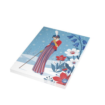 ❄️💙 The Lady Of The Winter Bluebells Greeting Card – Art Deco Holiday Elegance