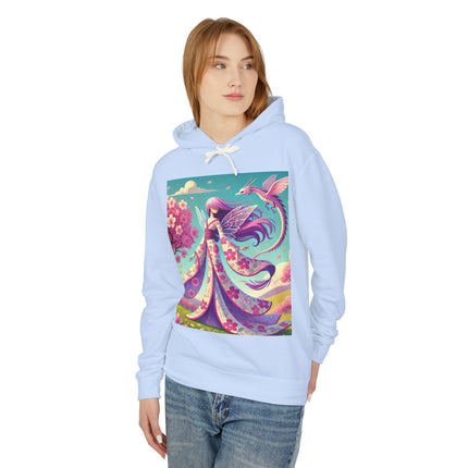 Petals in the Wind: The Kimono Fairy and the Sky Dragon Lightweight Hooded Sweatshirt