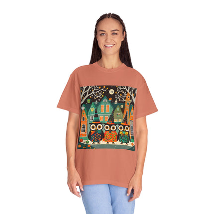 Night of the Trick-or-Treating Owlets Unisex Garment-Dyed T-shirt