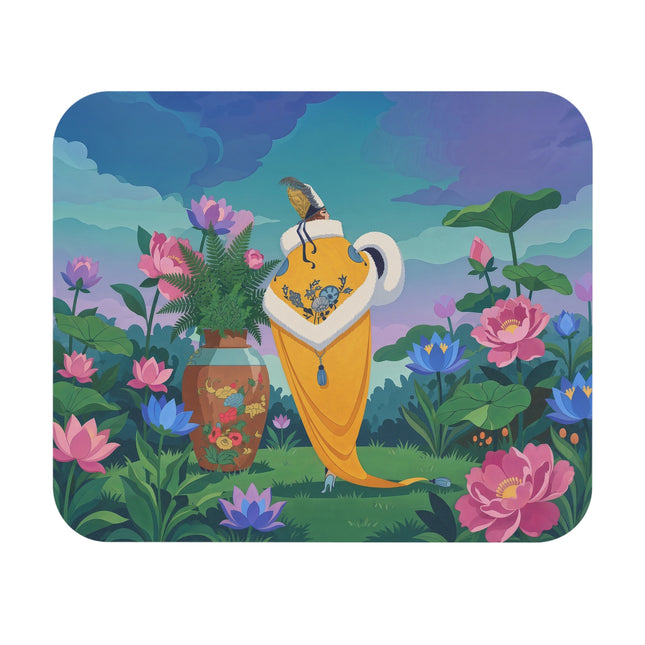 🌸💛 The Lady In The Golden Garden Mouse Pad – Art Deco Floral Elegance