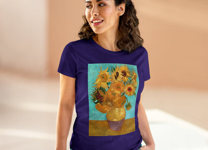 Vase with Twelve Sunflowers by Vincent van Gogh Women's Midweight Cotton Tee
