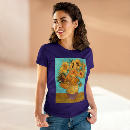 Vase with Twelve Sunflowers by Vincent van Gogh Women's Midweight Cotton Tee