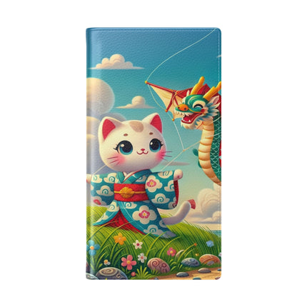 🪁🐉 Geisha Kitten and the Dragon Kite Flip Case – Joyful Flight & Dragon Spirit