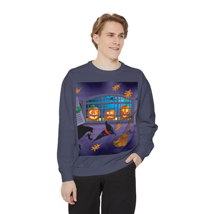 Whimsical Halloween Mischief Unisex Garment-Dyed Sweatshirt