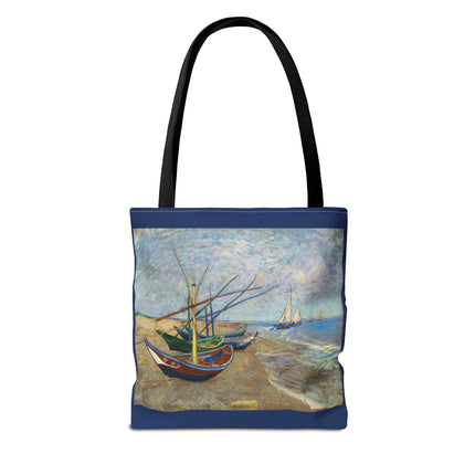 Fishing Boats on the Beach at Saintes-Maries by Vincent Van Gogh Tote Bag (AOP)