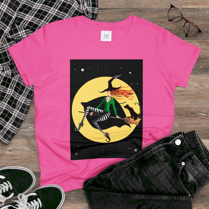 A Witch’s Moonlit Flight Women's Midweight Cotton Tee