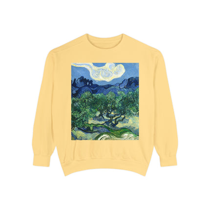 Olive Trees by Vincent Van Gogh Garment-Dyed Sweatshirt