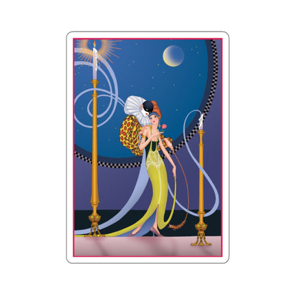 Smoke and Secrets: A Glamorous Encounter in Prohibition Era Kiss-Cut Stickers (4 Sizes)