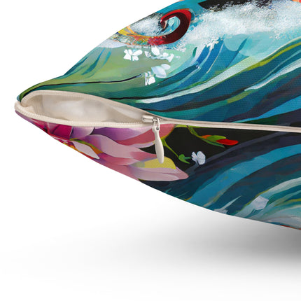 Seahorse Symphony Spun Polyester Square Pillow