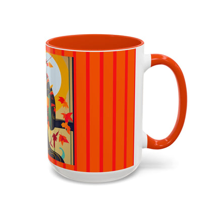 Black Cat in Kimono Colorful Mugs, 11oz