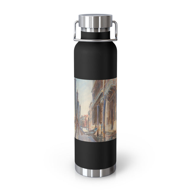 Gondola Moorings on the Grand Canal by John Singer Sargent Copper Vacuum Insulated Bottle, 22oz