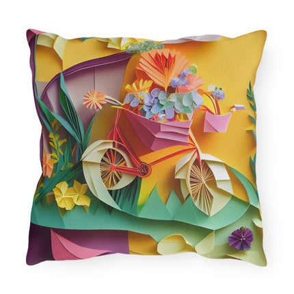 Origami Bicycle Outdoor Pillows