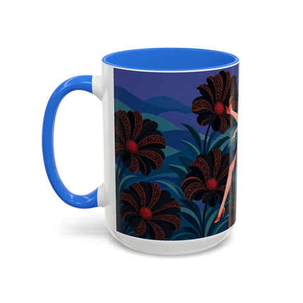 🖤🌺 The Midnight Floral Acrobat Colorful Mug – Art Deco Fashion Whimsy