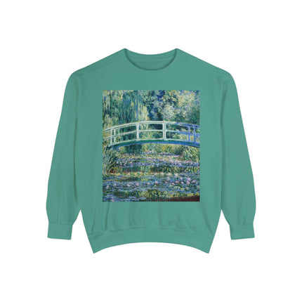 Water Lilies and Japanese Bridge by Claude Monet Unisex Garment-Dyed Sweatshirt