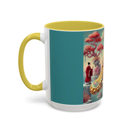 Cherry Blossom Courtesans & Crimson Crab Colorful Mug – Imperial Elegance & Playful Charm