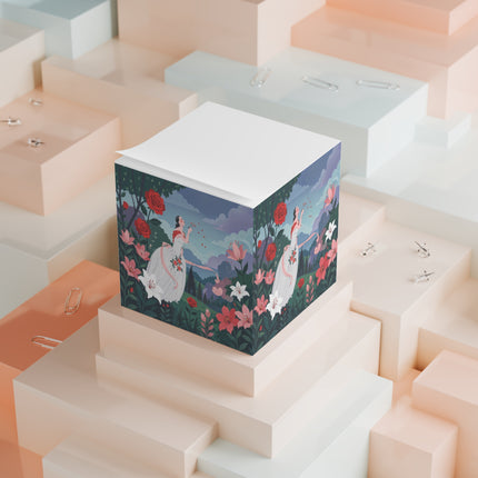 🌹💌 The Garden Of Blown Kisses Note Cube – Art Deco Floral Romance