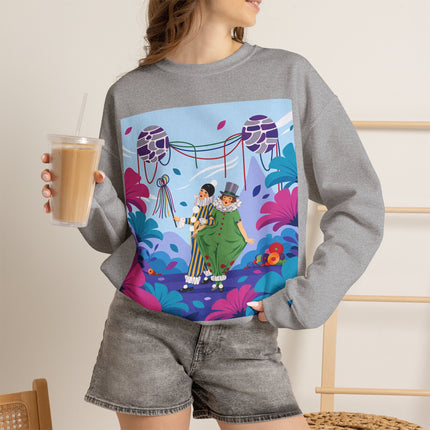 🎭🌸 The Garden Masquerade Crewneck Sweatshirt – Art Deco Floral Whimsy