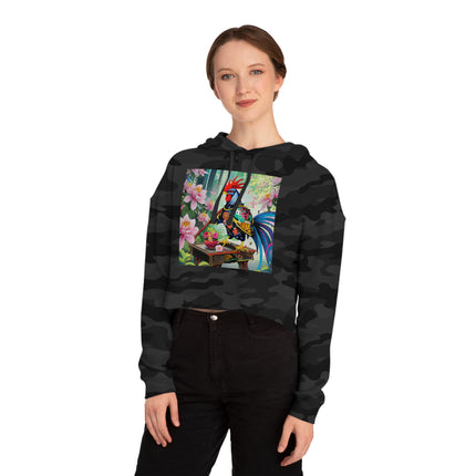 Cyberpunk Rooster Cropped Hooded Sweatshirt
