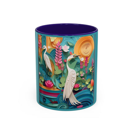 Elegant Egret Oasis Colorful Mugs (11oz, 15oz)