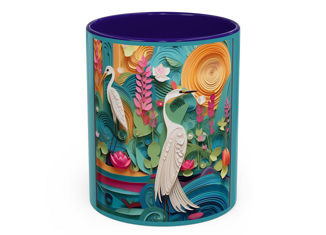 Elegant Egret Oasis Colorful Mugs (11oz, 15oz)