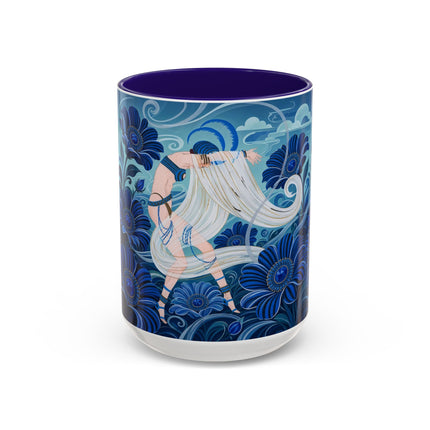 💙🌸 The Sapphire Wind Dancer Colorful Mug – Art Deco Floral Fantasy