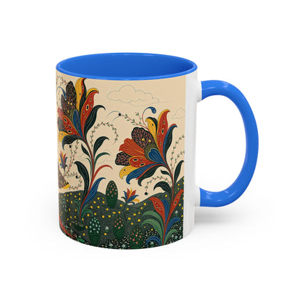 🌺🦋 The Enchanted Floral Voyage Colorful Mug – Art Deco Botanical Whimsy