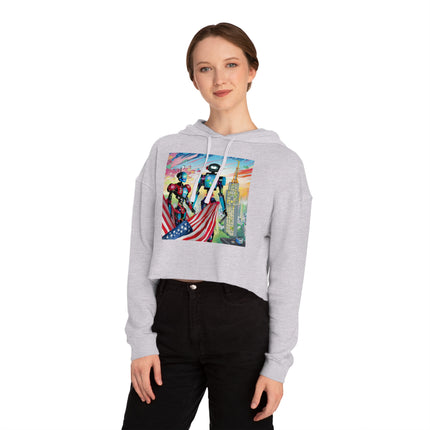 High Fashion Cyberpunk CIA Robots Cropped Hooded Sweatshirt