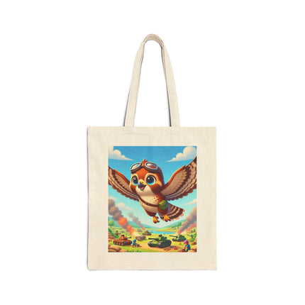 The Red-Tailed Hawk in Battle Cotton Canvas Tote Bag – Flight, Courage & High-Flying Adventure