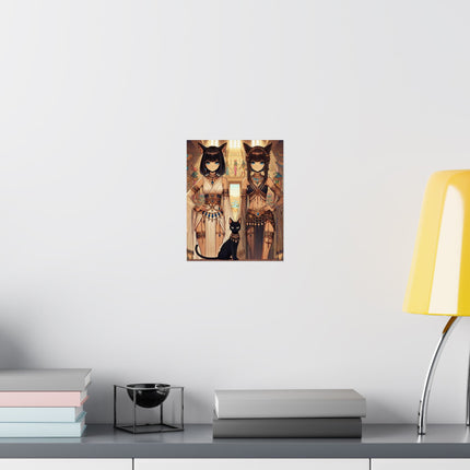 🐱🏛️ Egyptian Priestess Cats Matte Vertical Poster – Temple Guardians & Ancient Grace