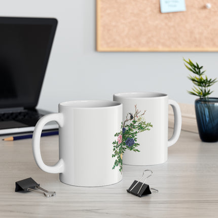 Peonies and Birds by Okamoto Shuki Ceramic Mug 11oz