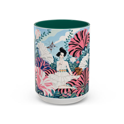 🌸🦋 The Enchanted Pink Blossom Retreat Colorful Mug – Art Deco Floral Whimsy