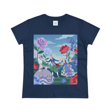 🎭🌸 The Garden Masquerade Cotton Tee – Art Deco Fashion Illustration