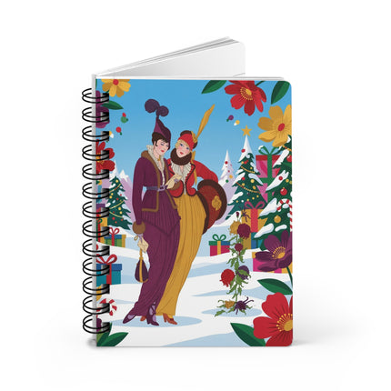 🌺🎄 The Christmas Flower Companions Spiral Notebook – Art Deco Holiday Fantasy