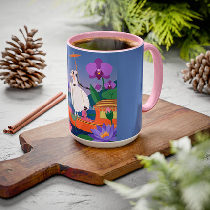 The Lady Of The Lotus Voyage Colorful Mugs – Art Deco Botanical Elegance