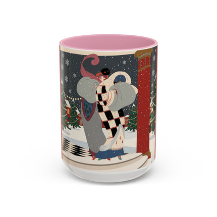 ❄️✨ The Winter Couture Promenade Colorful Mug – Art Deco Holiday Elegance