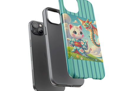 Geisha Kitten and the Dragon Kite Phone Cases