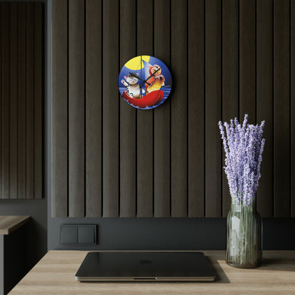 Embarking on a Moonlit Journey Acrylic Wall Clock, Round and Square
