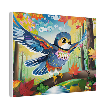Baby Hawk Plays in Forest Matte Canvas, Stretched, 0.75"