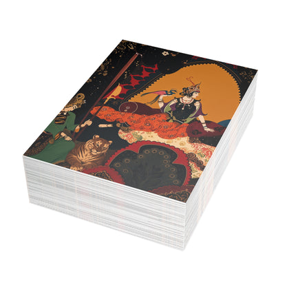 🐅🦚 The Maharani And The Tiger Postcard Bundles – Art Deco Indian Royal Elegance