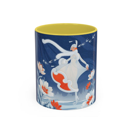 ❄️⛸️ The Winter Skater’s Flight Colorful Mug – Art Deco Floral Fantasy