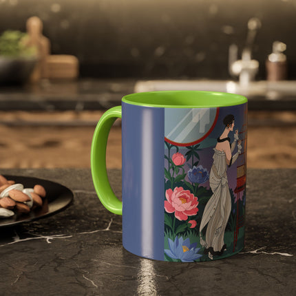 Whispers to the Golden Songbird Colorful Mugs – Art Deco Garden Elegance