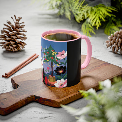 🌹🎄 The Lady Of The Candlelit Rose Tree Colorful Mug – Art Deco Christmas Garden