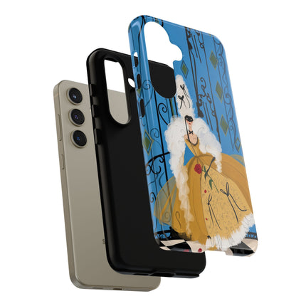 🎭🌹 The Lady At The Masquerade Gates Phone Case – Art Deco Fashion Illustration