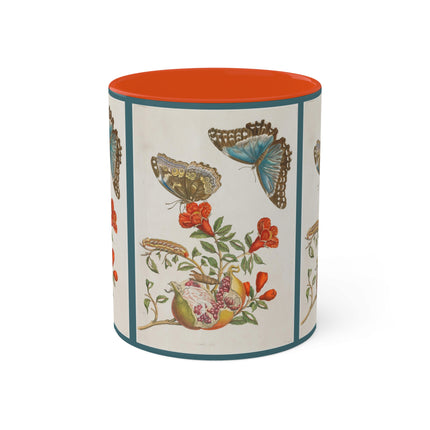 Blue Butterflies and Pomegranate by Maria Sibylla Merian Colorful Mugs, 11oz