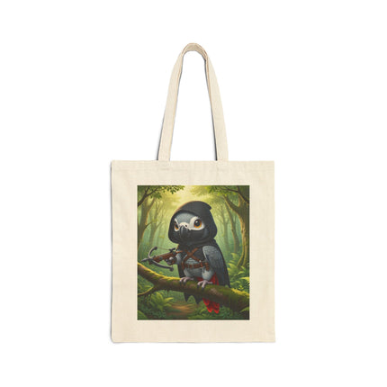 The African Grey Sentinel Cotton Canvas Tote Bag – Quiet Strength & Woodland Adventure