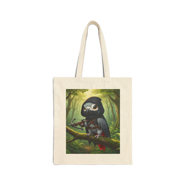 The African Grey Sentinel Cotton Canvas Tote Bag – Quiet Strength & Woodland Adventure