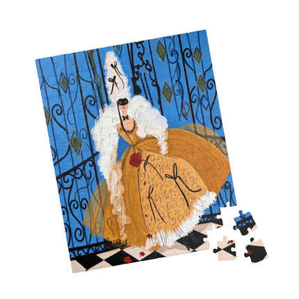 🎭🌹 The Lady At The Masquerade Gates Puzzle – Art Deco Fashion Illustration