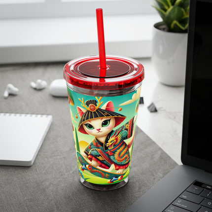 Dragon Dance on Wheels Sunsplash Tumbler with Straw, 16oz